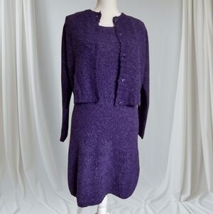 Purple Sweater Dress and Cardigan Set